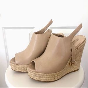 Tan wedge heels